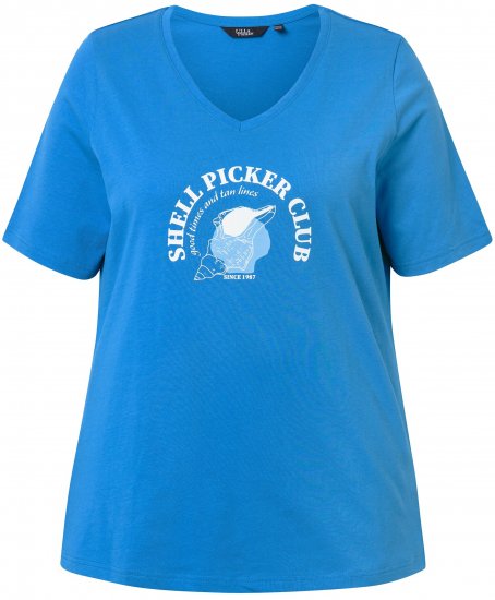 Ulla Popken Shell Picker Club Short Sleeve Graphic Tee Teal Blue - ÎMBRĂCĂMINTE FEMEI 40-66 - 