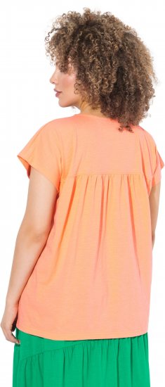 Ulla Popken Free Spirit Butterfly Cap Sleeve Graphic Tee Coral - Tricouri imprimate pentru femei - 