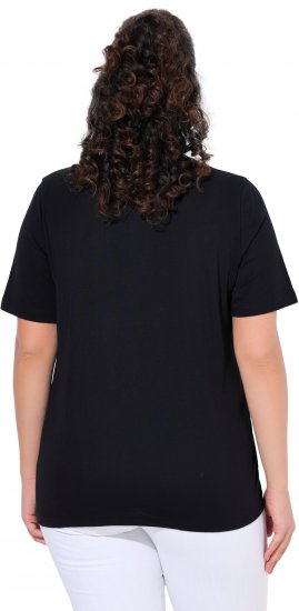 Ulla Popken Flamingo Short Sleeve Graphic Tee Black - Tricouri imprimate pentru femei - 