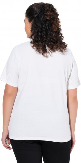 Ulla Popken Flamingo Short Sleeve Graphic Tee Off-White - Tricouri imprimate pentru femei - 