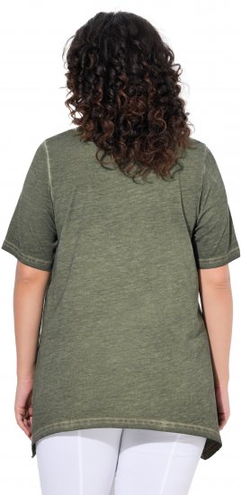 Ulla Popken Sunset Lettering Short Sleeve Graphic Tee Olive - Tricouri imprimate pentru femei - 