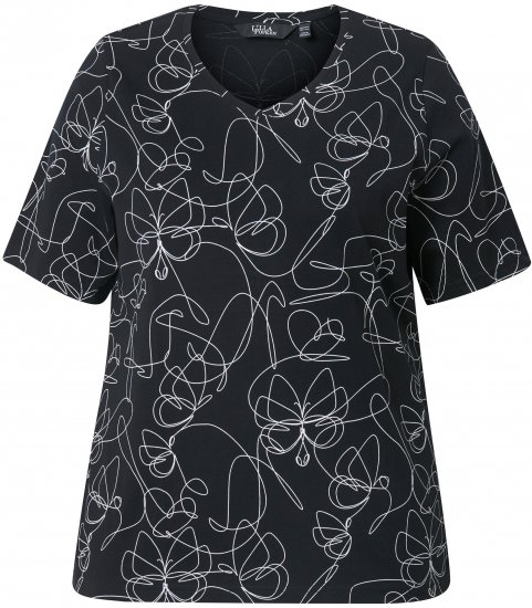 Ulla Popken Abstract Animal Print Short Sleeve Tee Black - Tricouri imprimate pentru femei - 