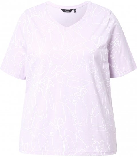 Ulla Popken Abstract Animal Print Short Sleeve Tee Lavender - Tricouri imprimate pentru femei - 
