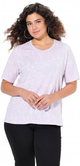Ulla Popken Abstract Animal Print Short Sleeve Tee Lavender - Tricouri imprimate pentru femei - 