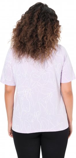 Ulla Popken Abstract Animal Print Short Sleeve Tee Lavender - Tricouri imprimate pentru femei - 