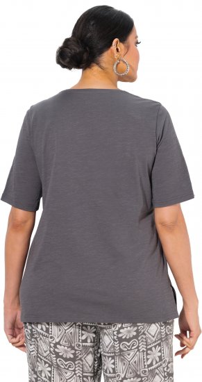 Ulla Popken Cactus Short Sleeve Graphic Tee Graphite Grey - Tricouri imprimate pentru femei - 
