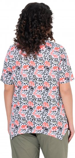 Ulla Popken Half-sleeve A-line V-neck Pointed Hem Animal Pattern T-shirt Snow White - Tricouri imprimate pentru femei - 