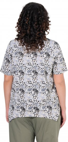 Ulla Popken Half-sleeve A-line V-neck Pointed Hem Animal Pattern T-shirt Moss - Tricouri imprimate pentru femei - 