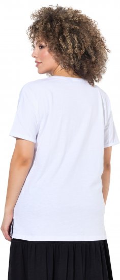 Ulla Popken Bow Short Sleeve Graphic Tee Snow White - Tricouri imprimate pentru femei - 