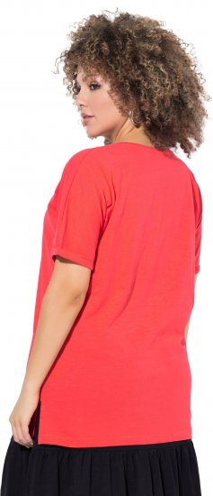 Ulla Popken Bow Short Sleeve Graphic Tee Light Red - Tricouri imprimate pentru femei - 
