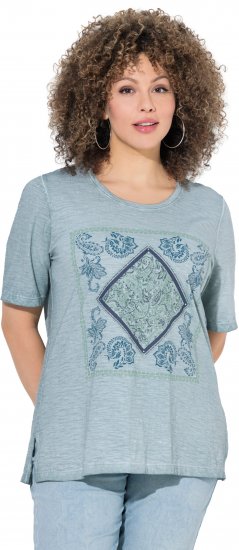 Ulla Popken Paisley Short Sleeve Graphic Tee Light Moss Green - Tricouri imprimate pentru femei - 