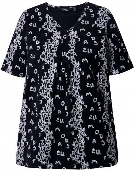 Ulla Popken Letter Print Short Sleeve Tee Black - Tricouri imprimate pentru femei - 
