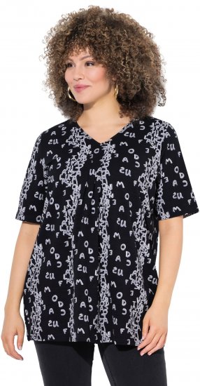 Ulla Popken Letter Print Short Sleeve Tee Black - Tricouri imprimate pentru femei - 