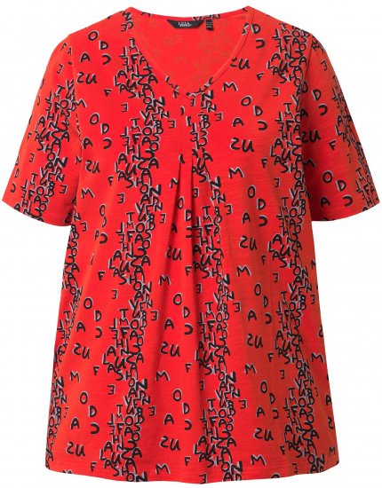 Ulla Popken Letter Print Short Sleeve Tee Red - Tricouri imprimate pentru femei - 