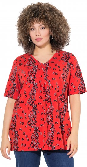 Ulla Popken Letter Print Short Sleeve Tee Red - Tricouri imprimate pentru femei - 