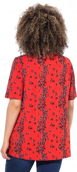 Ulla Popken Letter Print Short Sleeve Tee Red - Tricouri imprimate pentru femei - 
