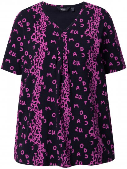 Ulla Popken Letter Print Short Sleeve Tee Magnolia Red - Tricouri imprimate pentru femei - 