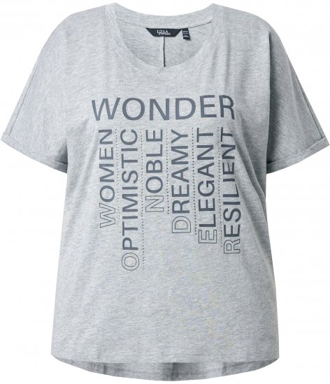 Ulla Popken WONDER Short Sleeve Graphic Tee Light Grey Melange - Tricouri imprimate pentru femei - 