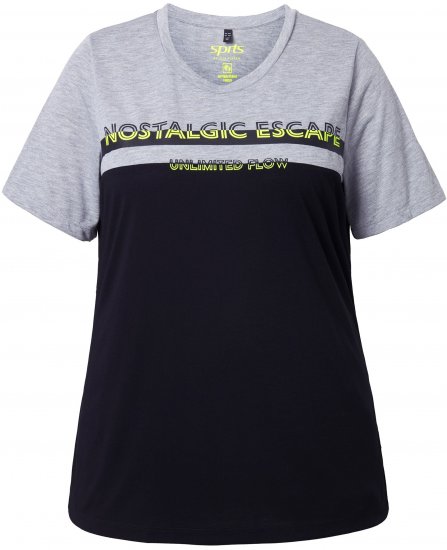 Ulla Popken Nostalgic Escape Performance T-Shirt Black - Tricouri imprimate pentru femei - 