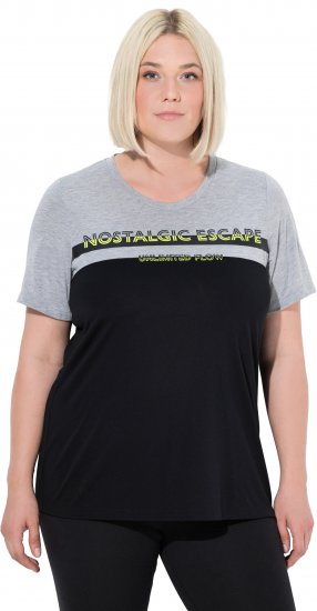 Ulla Popken Nostalgic Escape Performance T-Shirt Black - Tricouri imprimate pentru femei - 