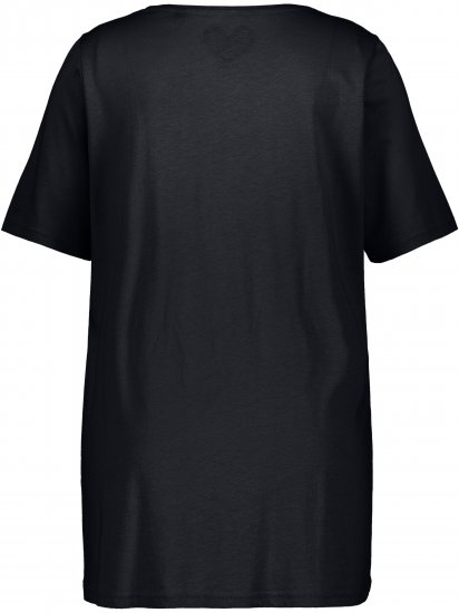 Ulla Popken Essential Front Pleat Tee Black - Tricouri - 