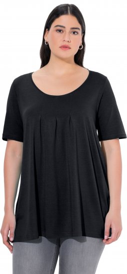 Ulla Popken Essential Front Pleat Tee Black - Tricouri - 