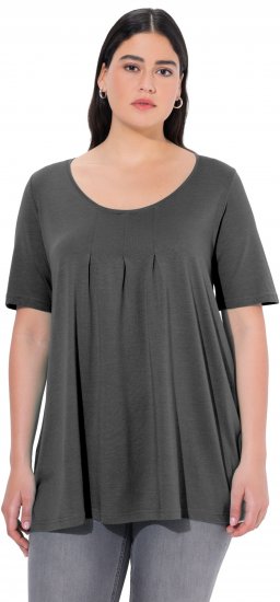Ulla Popken Essential Front Pleat Tee Graphite Grey - Tricouri - 