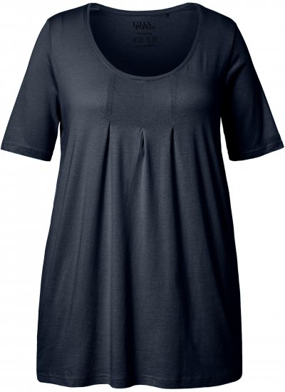 Ulla Popken Essential Front Pleat Tee Navy Blue - Tricouri - 