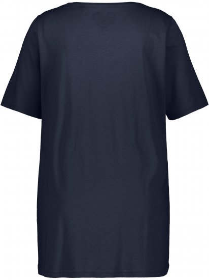 Ulla Popken Essential Front Pleat Tee Navy Blue - Tricouri - 