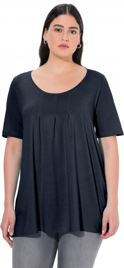 Ulla Popken Essential Front Pleat Tee Navy Blue - Tricouri - 