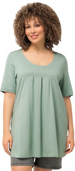 Ulla Popken Essential Front Pleat Tee Light Moss Green - Tricouri - 