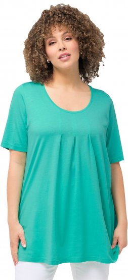 Ulla Popken Essential Front Pleat Tee Turquoise Green - Tricouri - 