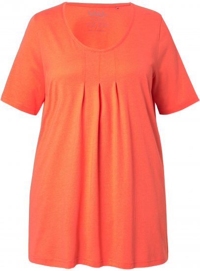 Ulla Popken Essential Front Pleat Tee Pink Coral - Tricouri - 