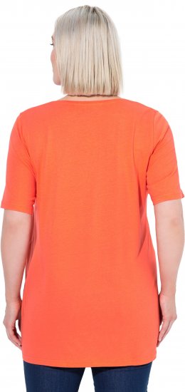Ulla Popken Essential Front Pleat Tee Pink Coral - Tricouri - 