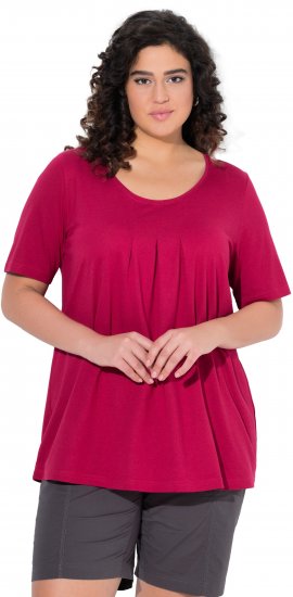 Ulla Popken Essential Front Pleat Tee Dark Raspberry - Tricouri - 