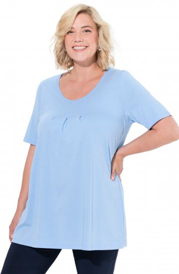 Ulla Popken Essential Front Pleat Tee Light Blue - Tricouri - 