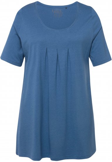 Ulla Popken Essential Front Pleat Tee Denim Blue - Tricouri - 