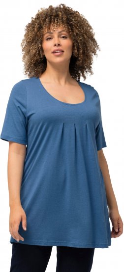 Ulla Popken Essential Front Pleat Tee Denim Blue - Tricouri - 