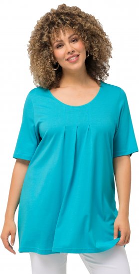 Ulla Popken Essential Front Pleat Tee Deep Aqua - Tricouri - 