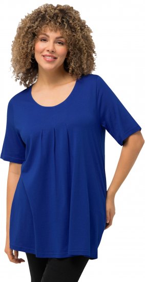 Ulla Popken Essential Front Pleat Tee Cobalt Blue - Tricouri - 
