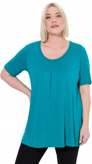 Ulla Popken Essential Front Pleat Tee Teal - Tricouri - 