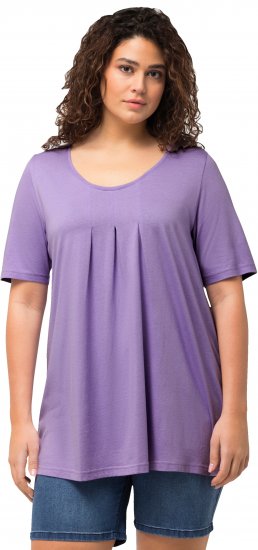 Ulla Popken Essential Front Pleat Tee Pale Lilac - Tricouri - 