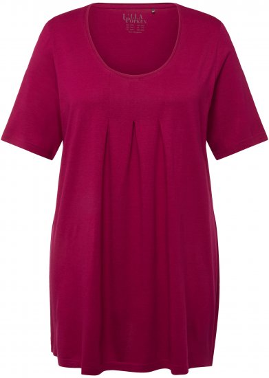 Ulla Popken Essential Front Pleat Tee Magnolia Red - Tricouri - 