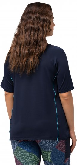 Ulla Popken Piping Accent Functional UVP 50+ Stretch Knit Top Navy Blue - Tricouri - 