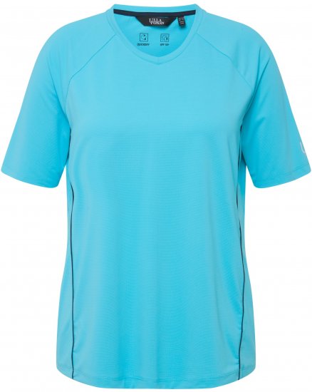 Ulla Popken Piping Accent Functional UVP 50+ Stretch Knit Top Bright Turquoise - Tricouri - 