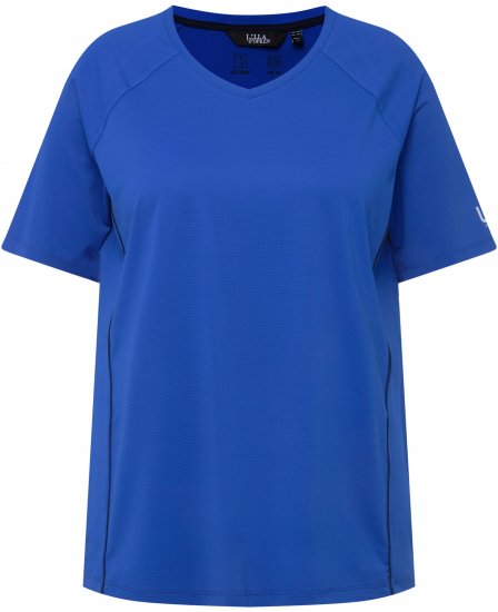 Ulla Popken Piping Accent Functional UVP 50+ Stretch Knit Top Royal Blue - Tricouri - 