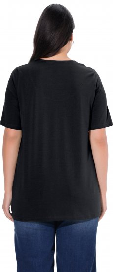 Ulla Popken Essential Notch Neck Stretch Tee Black - Tricouri - 