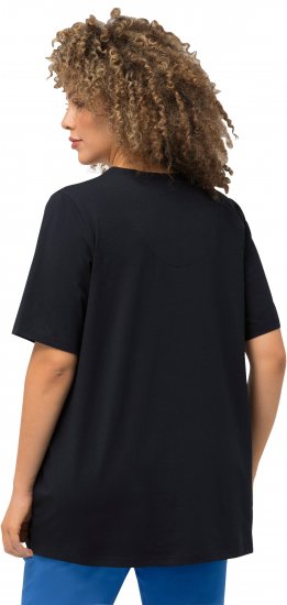 Ulla Popken Essential Notch Neck Stretch Tee Navy Blue - Tricouri - 