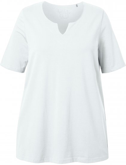 Ulla Popken Essential Notch Neck Stretch Tee Snow White - Tricouri - 