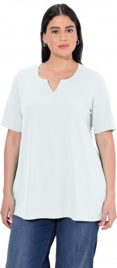 Ulla Popken Essential Notch Neck Stretch Tee Snow White - Tricouri - 